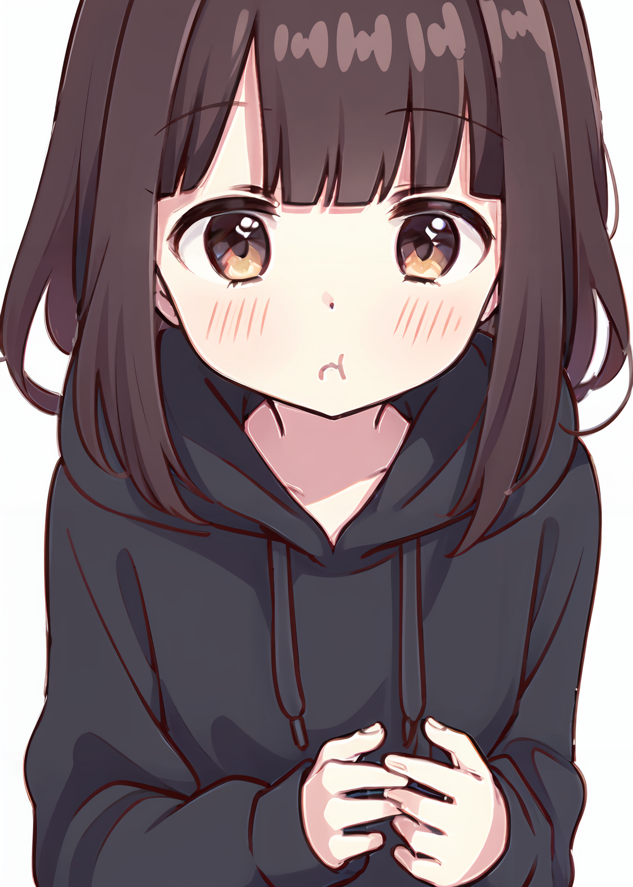 1515125-3371608210-qlht,1girl,solo,white background,hood,simple background,hood down,brown eyes,brown hair,pout,bangs,upper body,black hoodie,hoodi.png